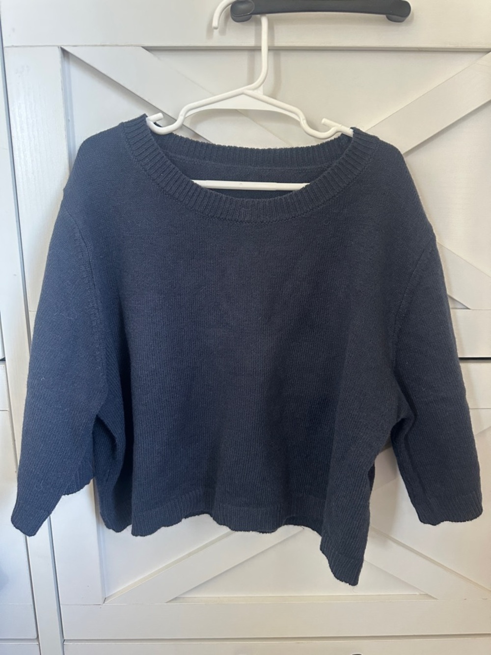 SHEIN Navy Boxy Crewneck Knit Sweater
